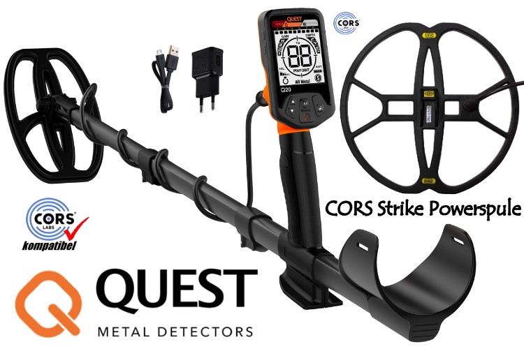 Quest Q20 & CORS Strike Hochleistungsspule (Tiefenortungspaket)
